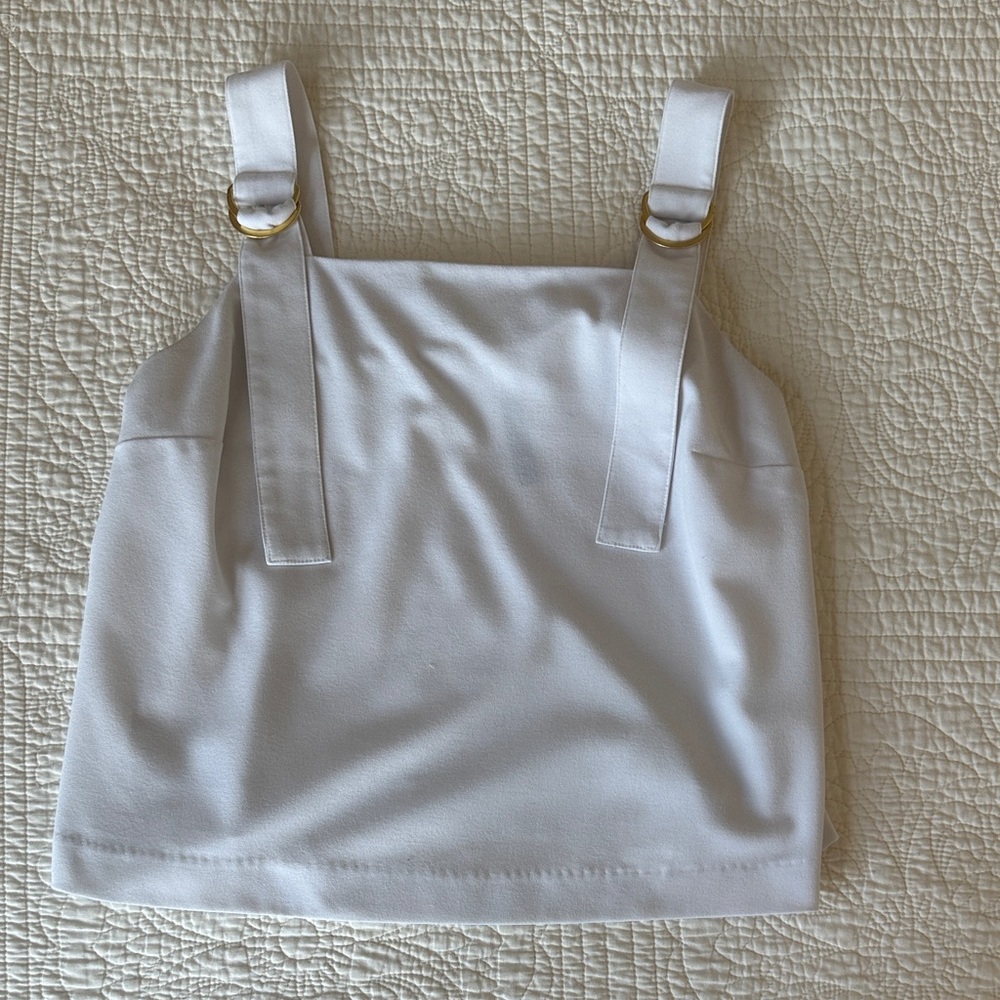 Kensie White Square Neck Tank Top with Ring-Strap Detail Size M